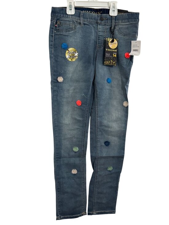 Vigoss Other - Vigoss Womens Stretch Denim Skinny Jeans With Pom-Pom Details Size 14 Medium Was